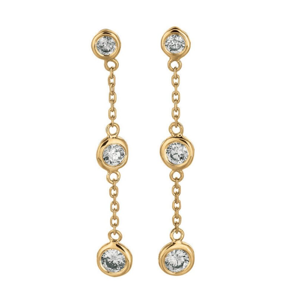 0.5 Carat Natural Diamond Earrings G SI 14K Yellow Gold